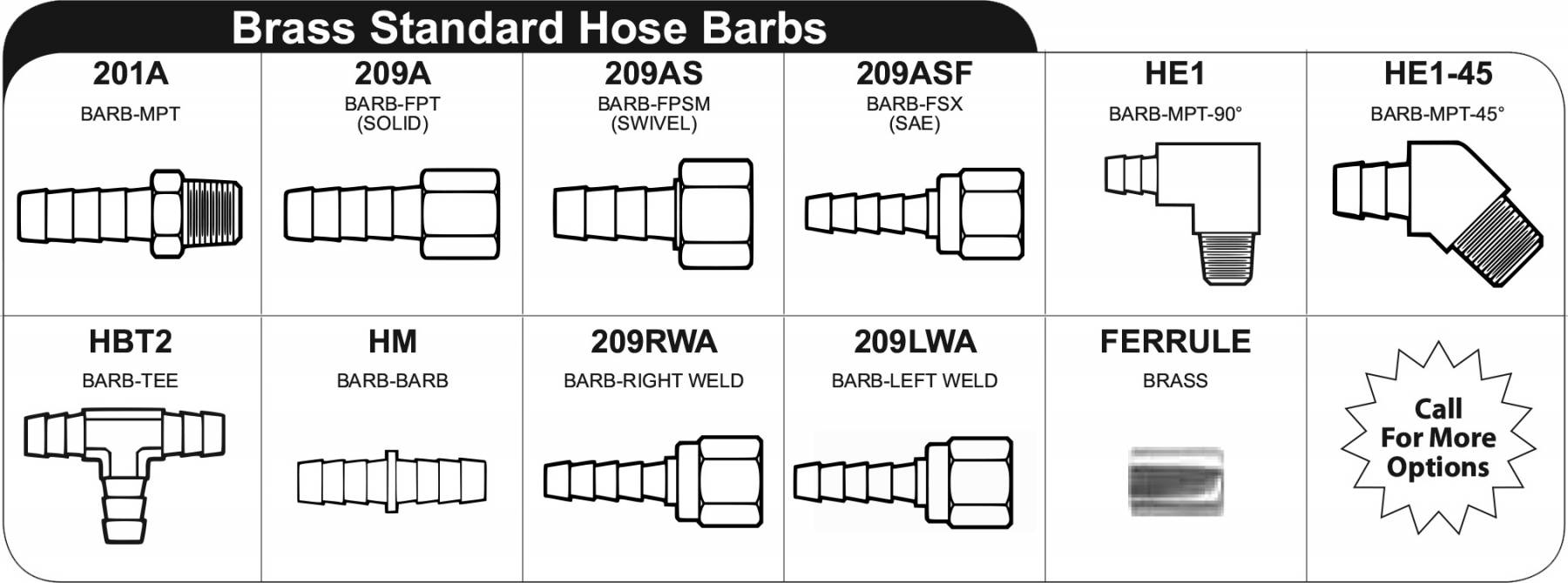 brass adapters standard barbs